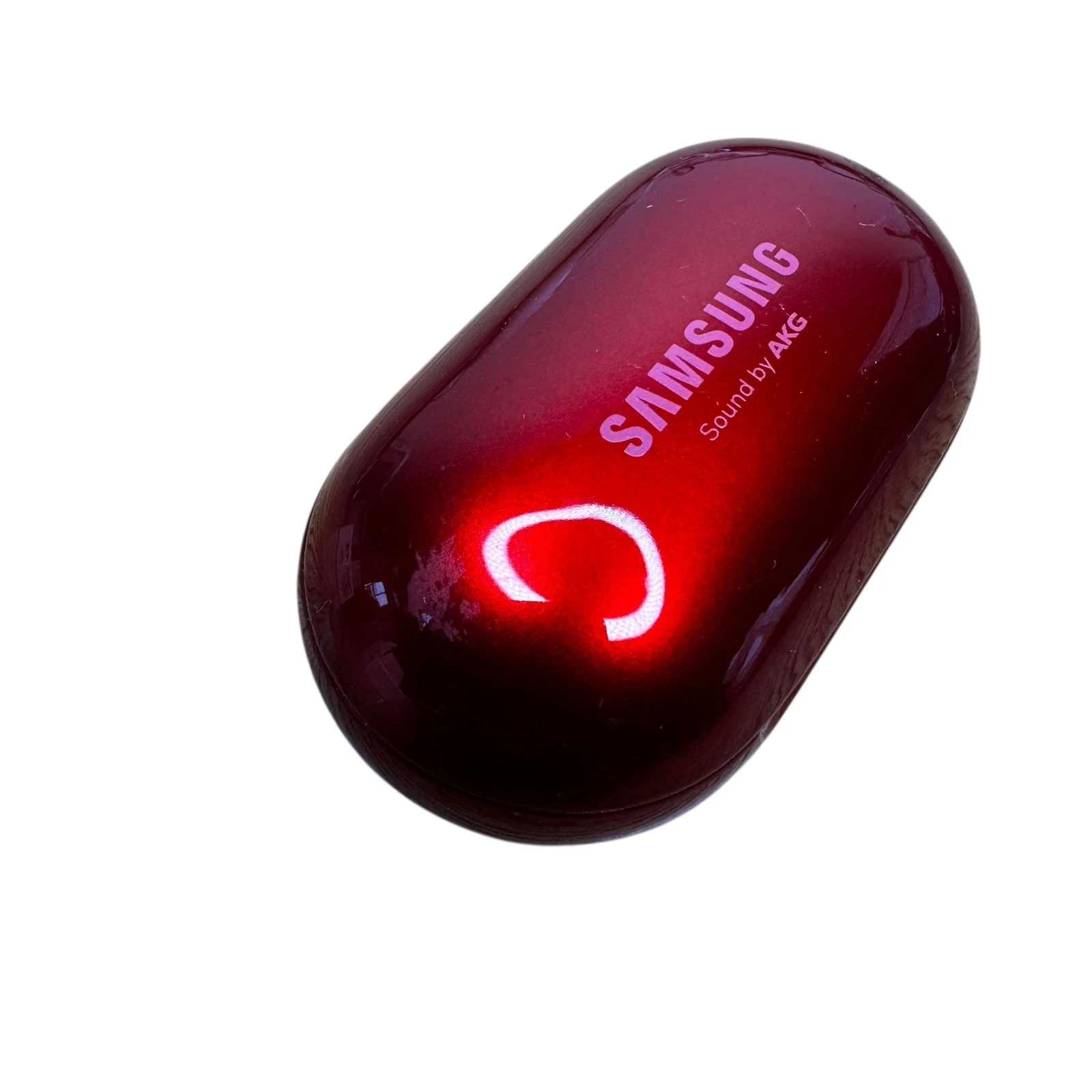 Samsung Galaxy Buds+ red charging case and earbuds photo