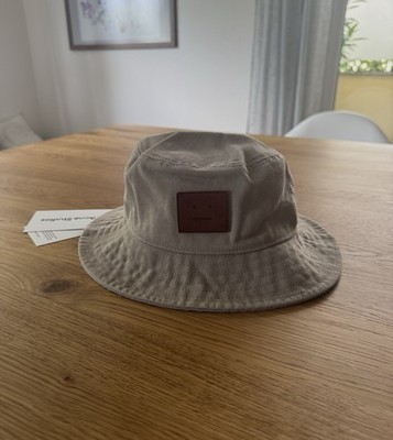 Acne Studios Bucket Hat Beige S/M (57cm)   Neu Lederpatch Unisex