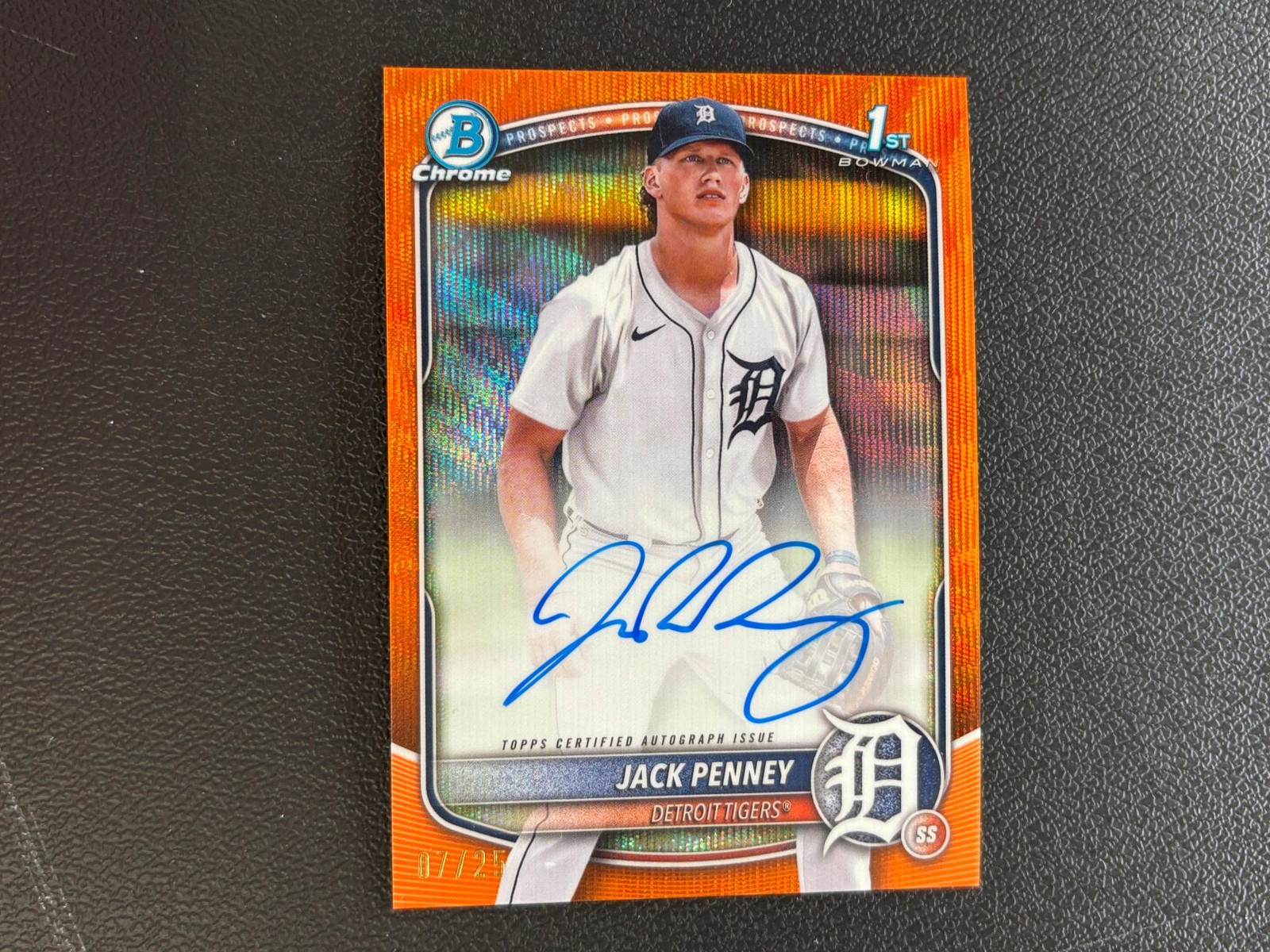 Jack Penney 2025 Bowman Chrome 1st Auto Autograph Orange RC Tigers 7/25 C59