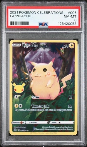 2021 POKEMON CELEBRATIONS #005 FULL ART/PIKACHU PSA 8