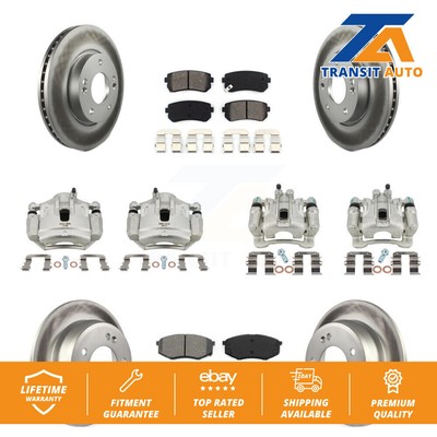 Front Rear Brake Caliper Coat Rotor Semi-Metallic Pad Kit (10Pc) For Hyundai Kia
