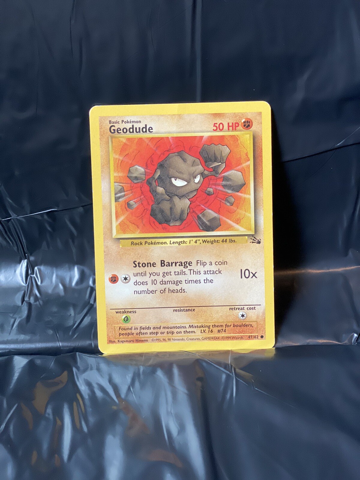 Pokémon TCG Geodude Fossil 47 Regular 1999-2000 Wizards Base Set Copyright...