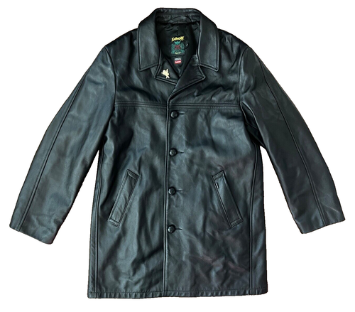 100% Authentic Supreme x Schott Leather Lambskin Car Coat Jacket LARGE FW23 - Picture 1 of 9