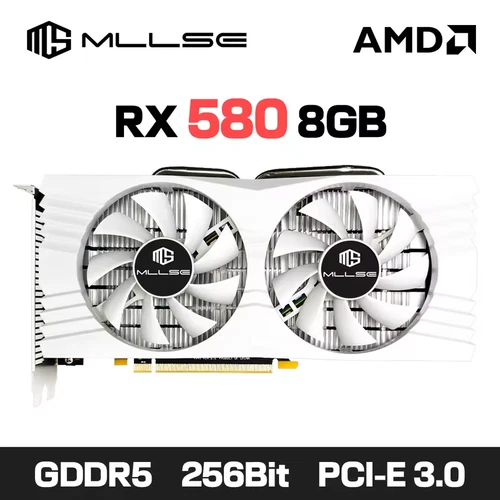 MLLSE AMD Radeon RX 580 8GB 2048SP Graphics Card GDDR5 256-bit PCI Ex-White