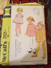 Mccalls Pattern 3121 Toddler Sz 1 coat, dress, and panties cut&Complete 