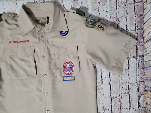 Boy Scout BSA, Official Uniform Shirt, Youth Large, Poly, Vented w/Eagle Patch - Picture 2 of 8