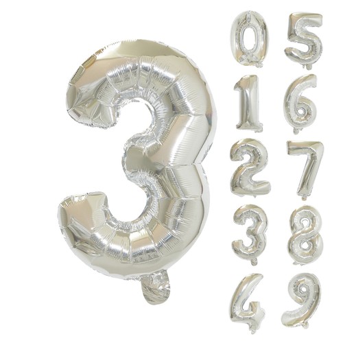 Silver Foil Balloons Number Age Birthday Party Large Helium Air Decoration 0-9 - Picture 12 of 18