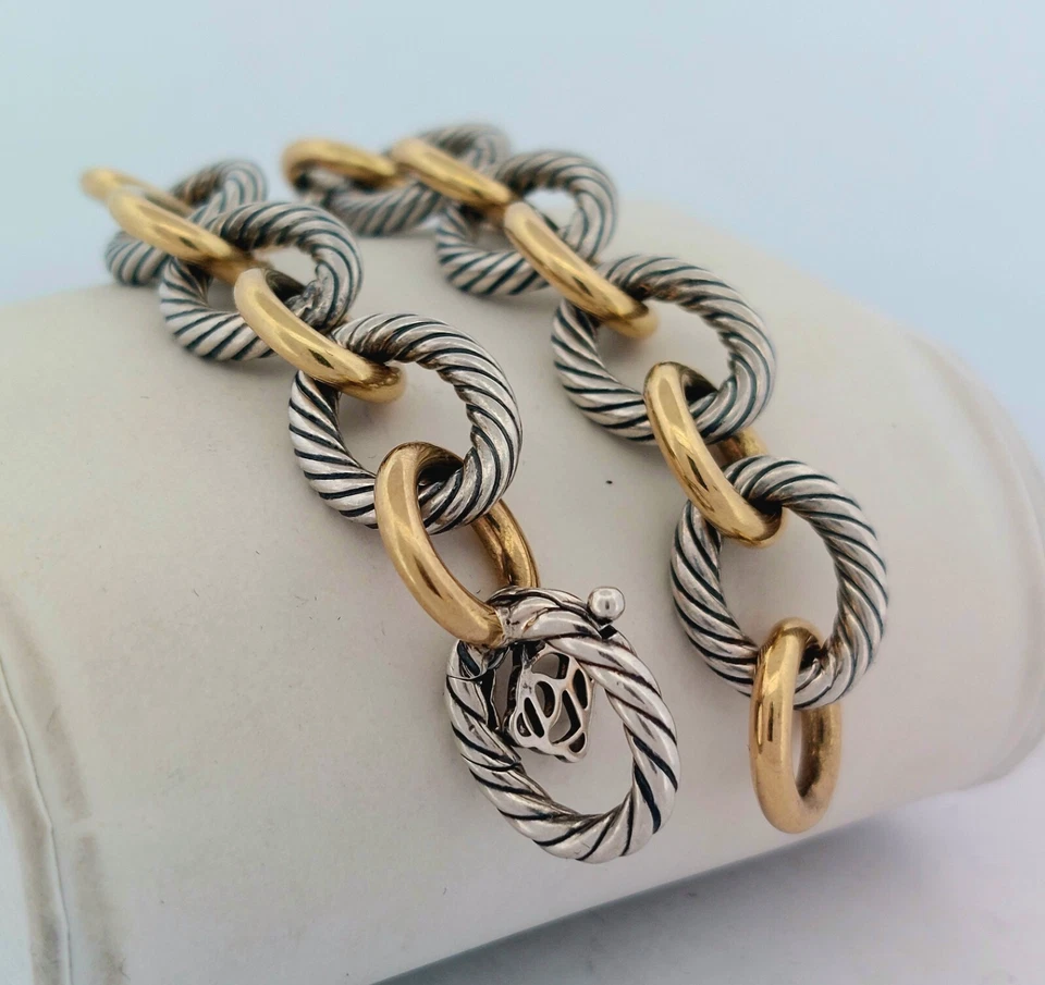 David Yurman 18k 黄金和纯银椭圆形手链 - 尺寸 7 — 第 2/4 张图片