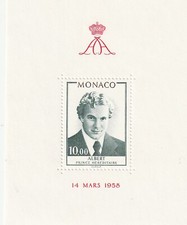 Bloc de 1 timbre 1958 Monaco Albert Jeune Héréditaire
