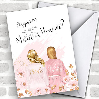 Blondes halbes Haar blondes geschwungenes Haar Will You Be My Maid Of Honour individuelle Karte