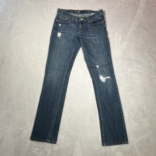 Levi's Jeans Girls Size 14 Blue Denim Boyfriend Straight Leg Distressed Stretch - Picture 2 of 11