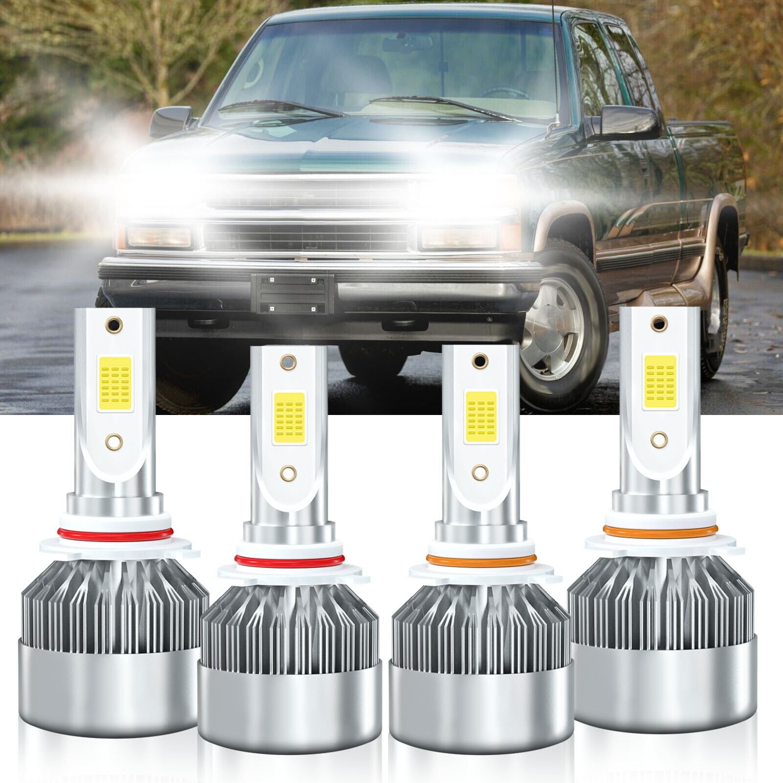 For Chevrolet K2500 1990-2000 Combo LED Headlight Bulbs 9005+9006 High Low Beam