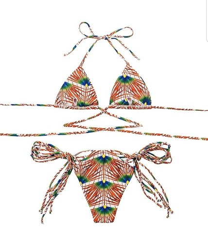 Sexy 2 pc String Bikini Swimsuit high waisted sz large - Picture 5 of 6