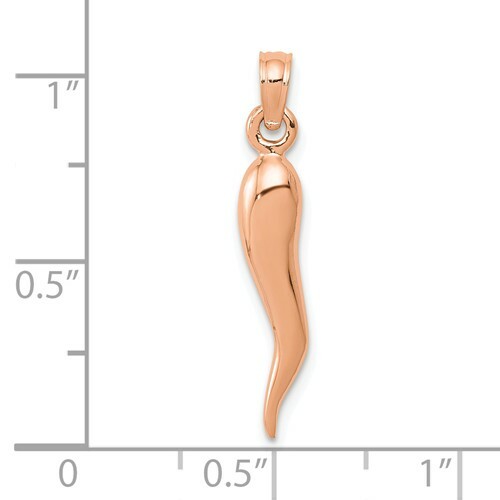 14KT Rose Gold "Cornicello" Italian Horn Pendant Charm MEDIUM Size BACKORDER - Picture 3 of 3