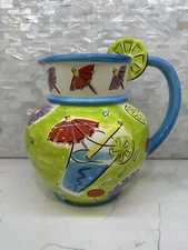 Clay Art 2003 Cabana Coolers Hand Painted Pitcher Mint Condition Summer
