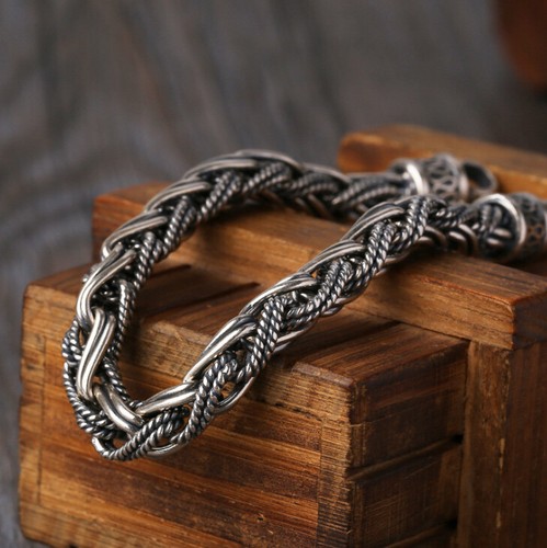 I07 Herren Armband 19,5 cm Silber 925 seilartig geflochten gewebt - Bild 2 von 8