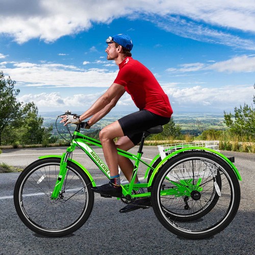 SLSY Mountain Tricycle for Adults 7 Speed Bike 24/26 Inch Adults Trikes & Basket - Picture 3 of 178