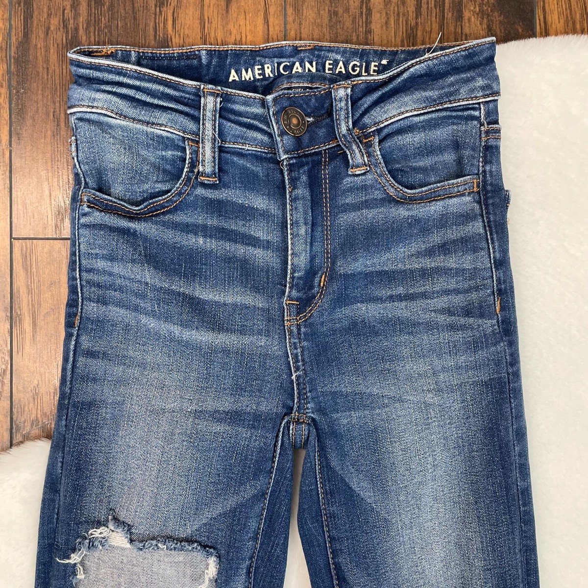 American Eagle Skinny Jeans 00 Short Hi-Rise Jegging Medium Wash 