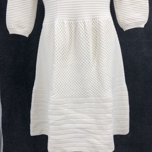 Boden Dress Womens 12R Off white Knit 3/4 Sleeves Wool Cotton Button Back Ladies - Picture 17 of 21