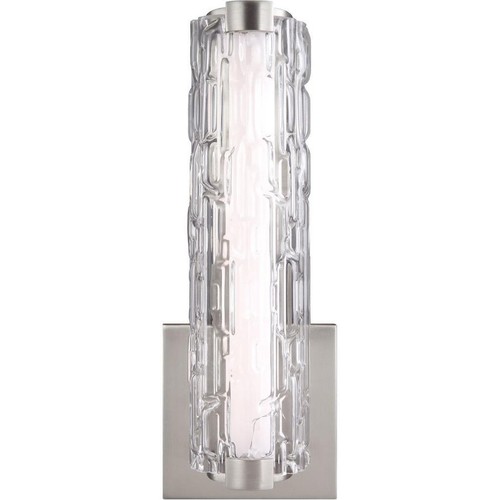 Feiss Cutler 13.5" LED Wall Sconce, Satin Nickel w Clear Staggered, WB1871SN - Picture 2 of 2