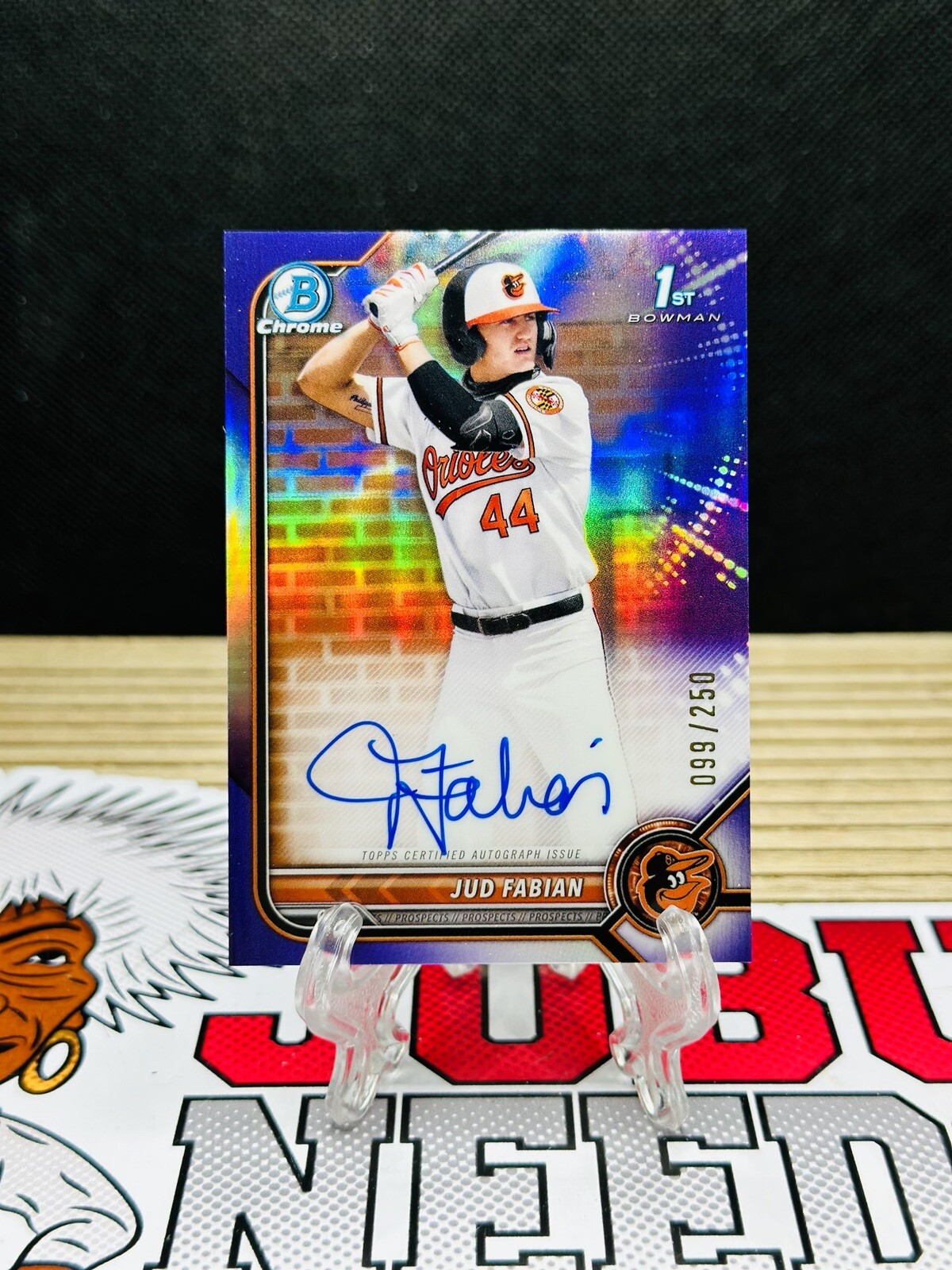 2022 Bowman Draft Chrome Jud Fabian 1st Auto RC Purple Refractor /250#CDA-JF RC