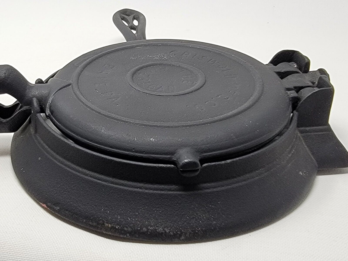 RARE The American Griswold Cast Iron Waffle Maker Patd. June