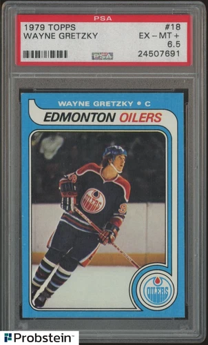 1979-80 Topps Hockey #18 Wayne Gretzky Oilers RC Rookie HOF PSA 6.5 EX-MT+