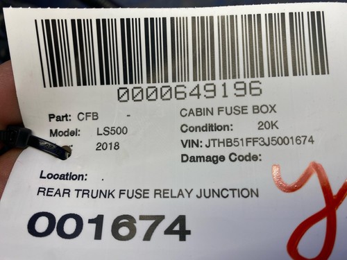2018 LEXUS LS500 REAR TRUNK FUSE RELAY JUNCTION BOX WIRE HARNESS W/ BLOCKS OEM - Picture 17 of 17