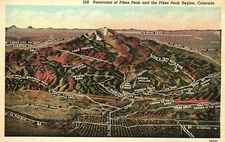 Vintage Postcard Panorama Pikes Peak & the Pikes Peak Region Colorado CO Sanborn