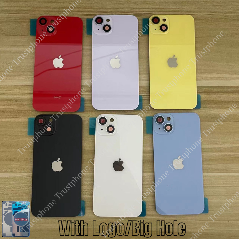 For iPhone 14/iPhone 14 Plus Back Glass Replacement Big Cam Hole Rear Cover Lot