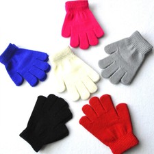 Boy Girl Kids Gloves Stretch Full Finger Knitted Warm Winter Gloves Mitten