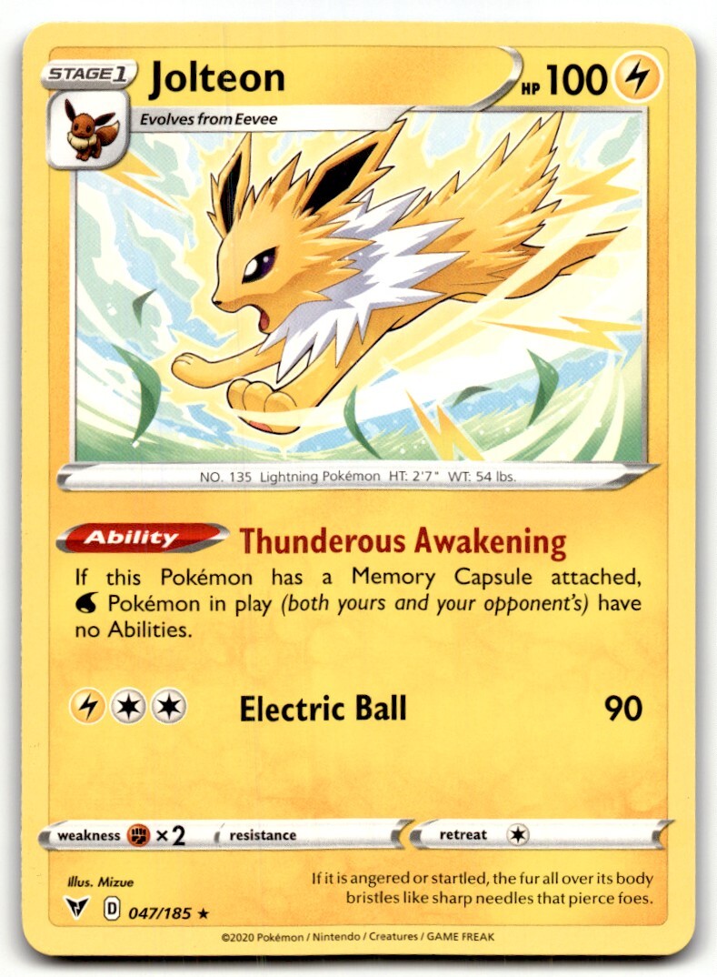 明治 サンダース Jolteon プロモカード 2020 Sword & Shield - Vivid Voltage Jolteon Stage 1/Rare #47