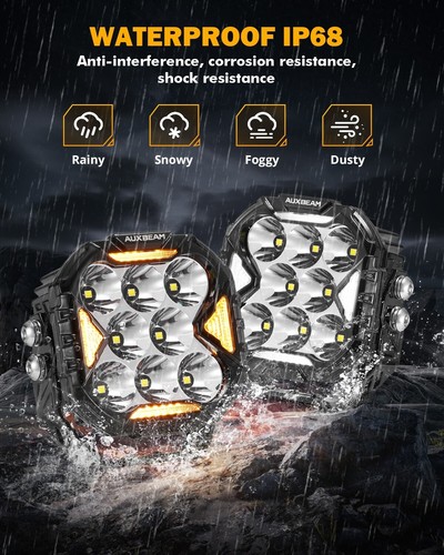 2x AUXBEAM 4" Spot LED Pods Driving Lights & Amber Covers for Can Am Maverick X3 - Picture 6 of 12