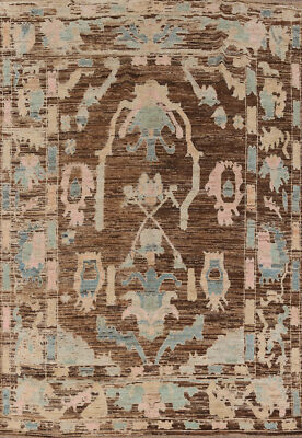 Vegetable Dye Traditional Oushak Turkish Handmade Rug 8x10 ft Room Sized Carpet