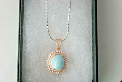 925 STERLING SILBER 14 KT. ROSÉVERGOLDETER ANHÄNGER MIT LORIMAR EDELSTEIN 18'' KETTE