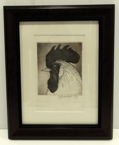 Hahn Radierung Donna Guardino signierter Druck 1979 im Holzrahmen - Bild 1 von 6