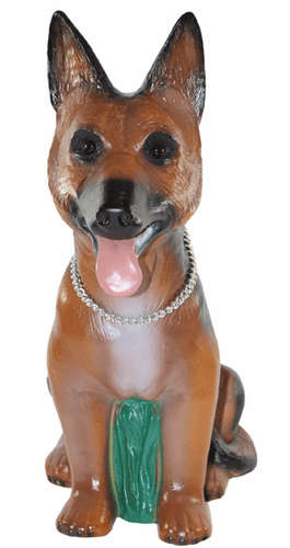 Deko Figur Tierfigur Hund Schäferhund mit Kette klein aus Kunststoff H 39 cm - Bild 2 von 6