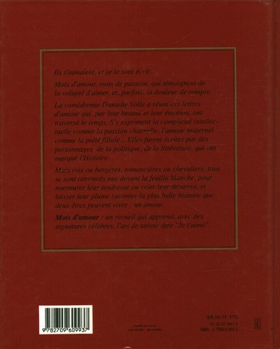 Livre mots d'amour Danielle Volle JC Lattès 1991 book - Picture 2 of 3