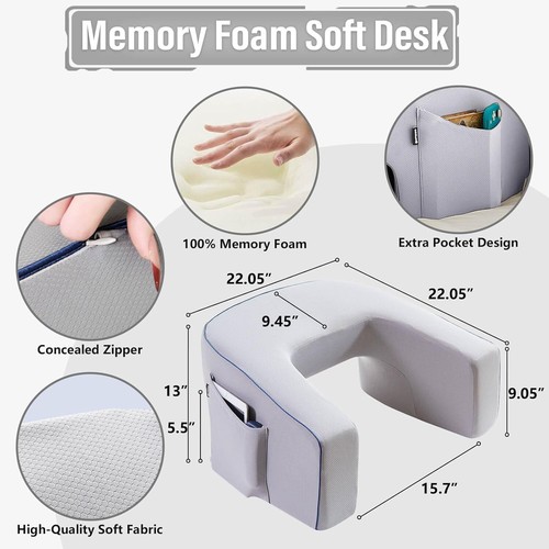 Breathable Memory Foam Laptop Stand and Reading Pillow - Stylish Grey Design - 第 8/8 張圖片