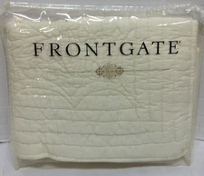 Frontgate Quilted bed pillow sham cover 100% Cotton STANDARD 20x25 Ivory