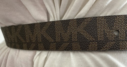 MICHAEL KORS GÜRTEL WENDEGÜRTEL SCHOKOLADE/VANILLE MK LOGO PRINT GOLD OVAL SCHNALLE - Bild 3 von 6