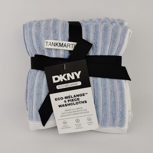 Set of 8 DKNY 2 Bath Towels & 2 Hand Towels & 4 Washcloths Blue White Stripe - Picture 14 of 19