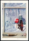 1952 Coke Coca Cola bottle frosty winter window art vintage print ad