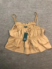 Wild Fable - Tiered Ruffle Tank Top - Camel -XXS