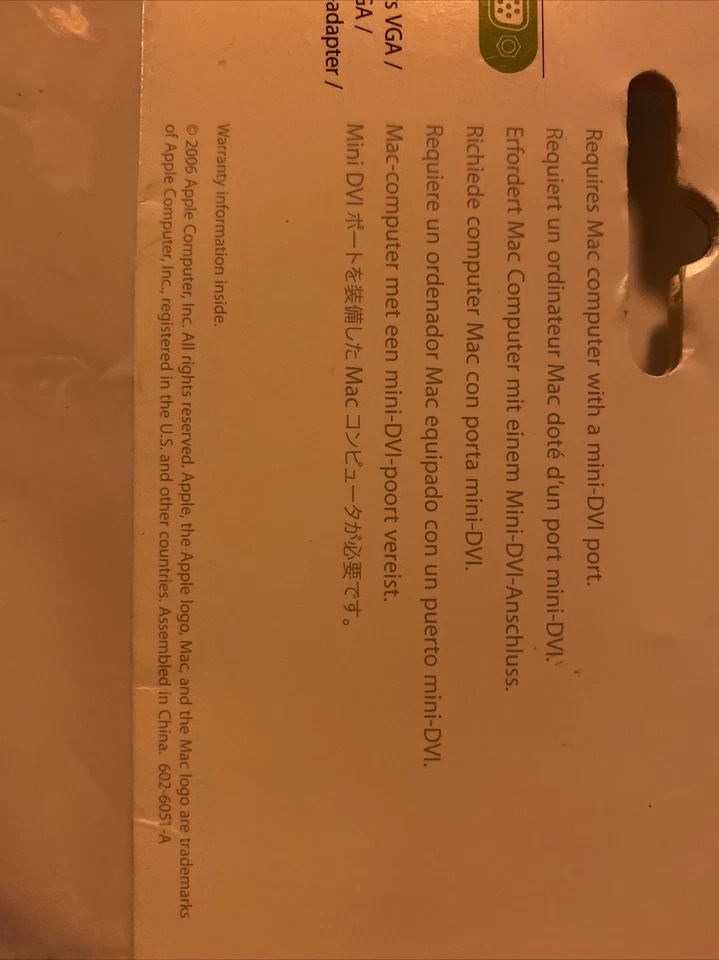 NEW Genuine Apple Mini-DVI To VGA Adapter for Apple Mac Monitor M9320G/A - Image 4 of 4