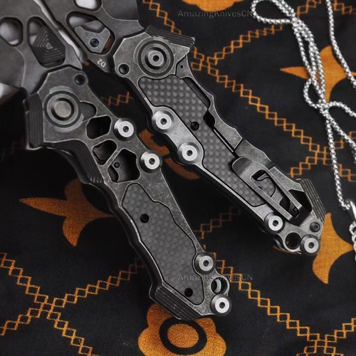 Cuchillo de bolsillo táctico de acero D2 caza supervivencia aleta fibra de ca... - Imagen 17 de 18
