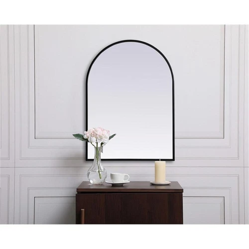 Elegant Decor Ayra 22x30" Arch Modern MDF Wood/Iron Mirror in Black - Picture 7 of 9