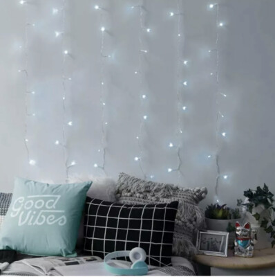 WEST & ARROW 96 LED Christmas Curtain String Light | Cool White | 8ft (96'') NWT