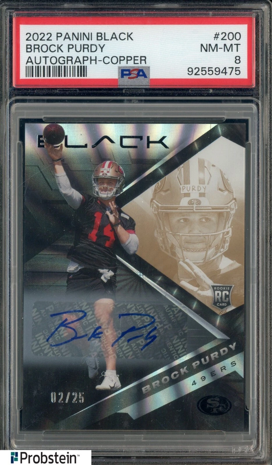 Brock Purdy Panini Black #200 Autograph-Copper