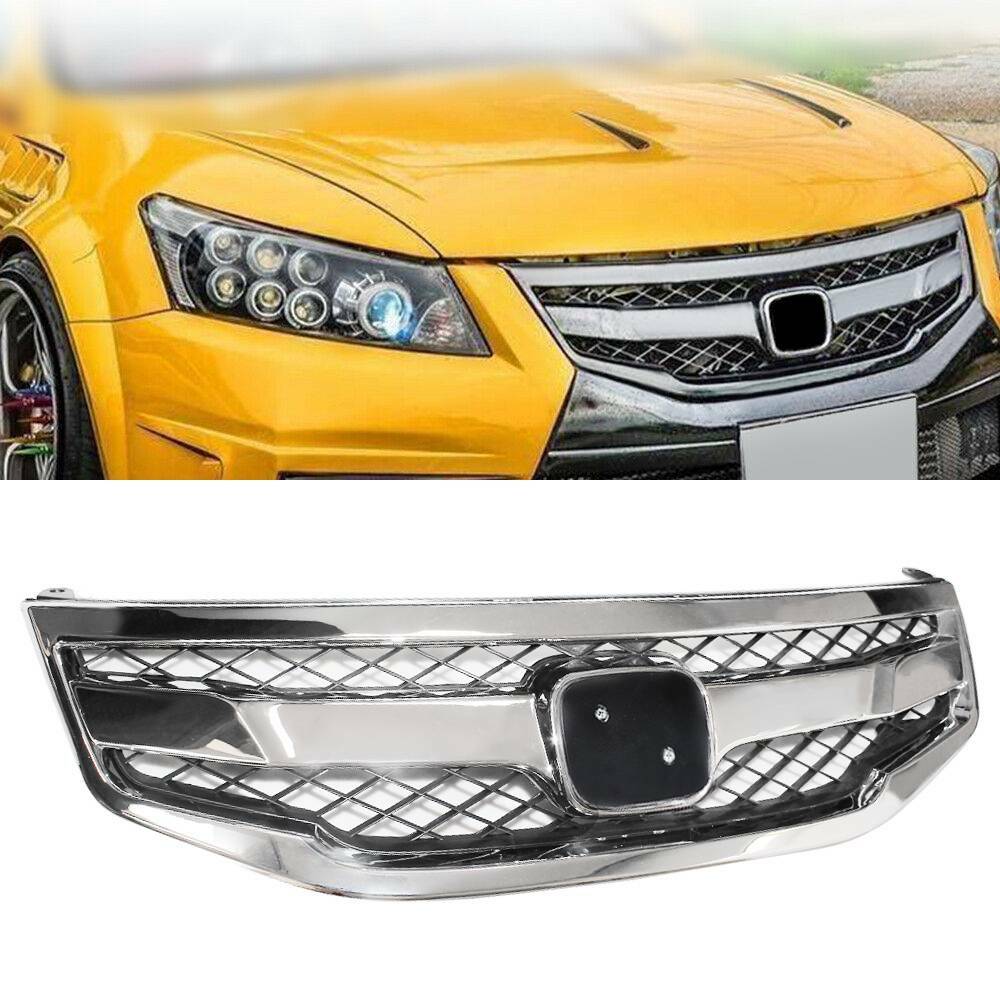 クロームフロントバンパーフードハニカムグリルグリルホンダアコードセダン 2011-2012 Chrome Front Bumper Hood Honeycomb Grille Grill For Honda Accord Sedan 2011-2012